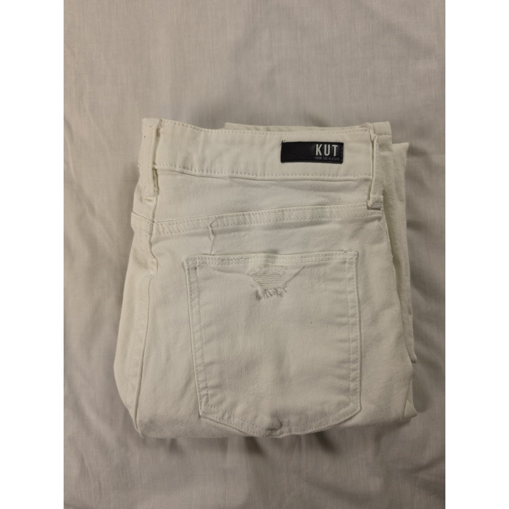 KUT From The Kloth Jeans Womens 6 White Reese High Rise Ankle Straight Denim